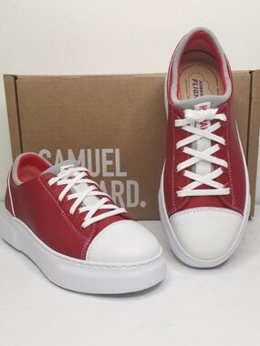 Samuel Hubbard Flight Solo Men's leather Sneakers in deep red and White size 13